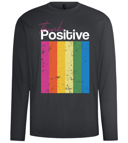 Think Positive Rainbow Design - Comfort men's long sleeve t-shirt_DARK GRAY_front