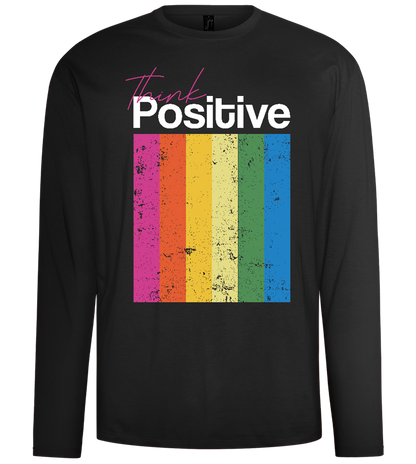 Think Positive Rainbow Design - Comfort men's long sleeve t-shirt_DEEP BLACK_front