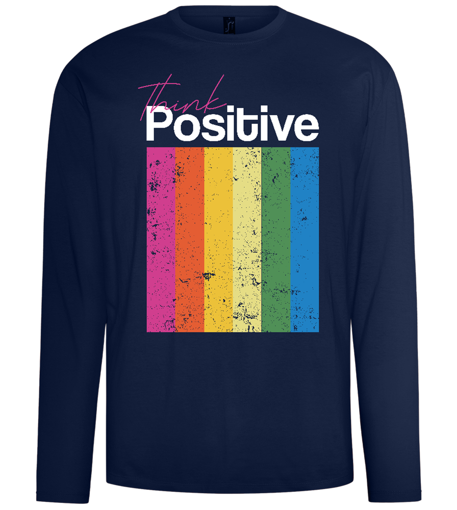 Think Positive Rainbow Design - Comfort men's long sleeve t-shirt_MARINE_front