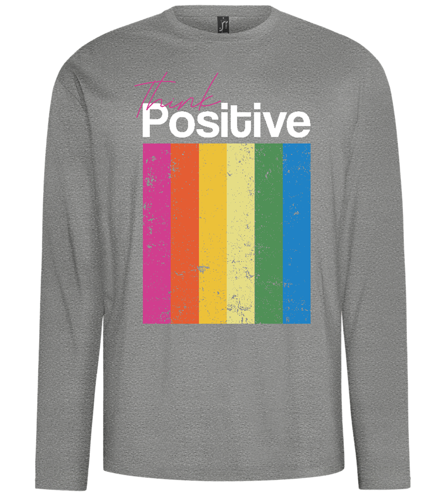 Think Positive Rainbow Design - Comfort men's long sleeve t-shirt_ORION GREY_front