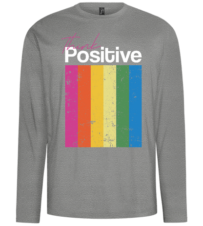 Think Positive Rainbow Design - Comfort men's long sleeve t-shirt_ORION GREY_front