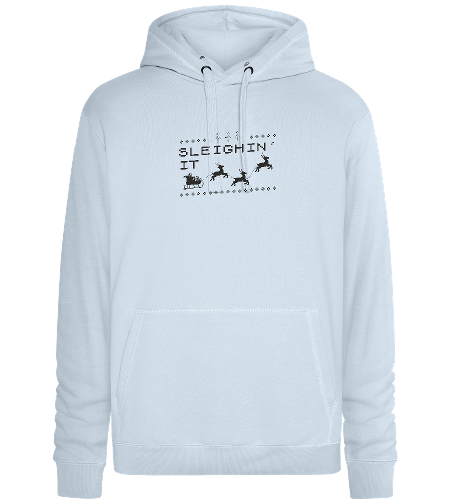 Sleighin' It Design - Premium unisex hoodie_CREAMY BLUE_front