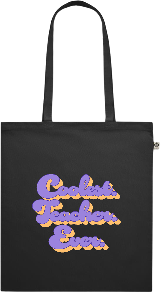 Coolest Teacher Ever Design - Premium colored organic cotton shopping bag_BLACK_front