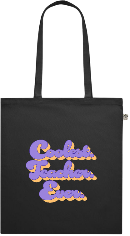 Coolest Teacher Ever Design - Premium colored organic cotton shopping bag_BLACK_front