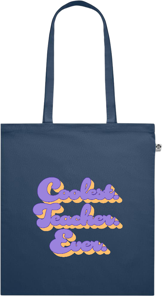 Coolest Teacher Ever Design - Premium colored organic cotton shopping bag_BLUE_front