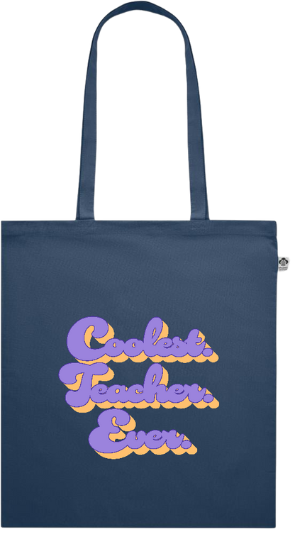 Coolest Teacher Ever Design - Premium colored organic cotton shopping bag_BLUE_front