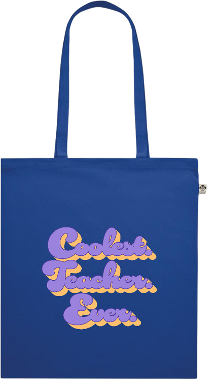 Coolest Teacher Ever Design - Premium colored organic cotton shopping bag_ROYAL BLUE_front