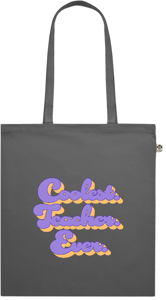 Coolest Teacher Ever Design - Premium colored organic cotton shopping bag_STONE GREY_front