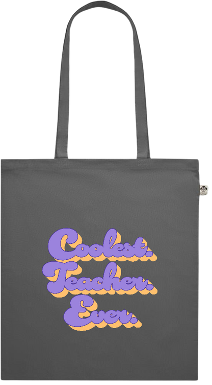 Coolest Teacher Ever Design - Premium colored organic cotton shopping bag_STONE GREY_front