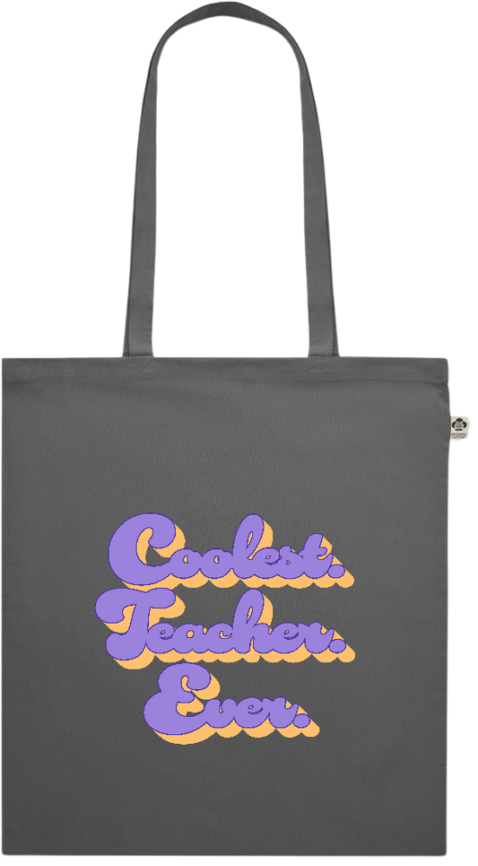 Coolest Teacher Ever Design - Premium colored organic cotton shopping bag_STONE GREY_front