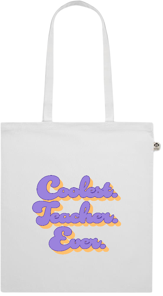 Coolest Teacher Ever Design - Premium colored organic cotton shopping bag_WHITE_front