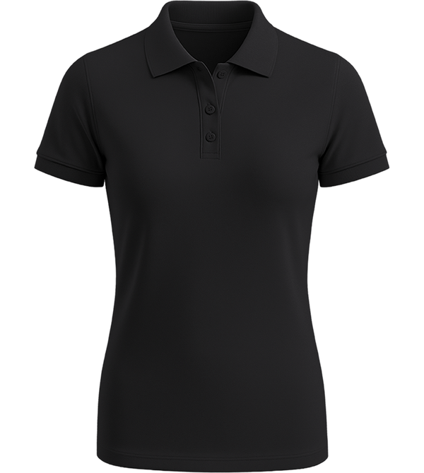 Premium women's polycotton polo shirt_BLACK_front