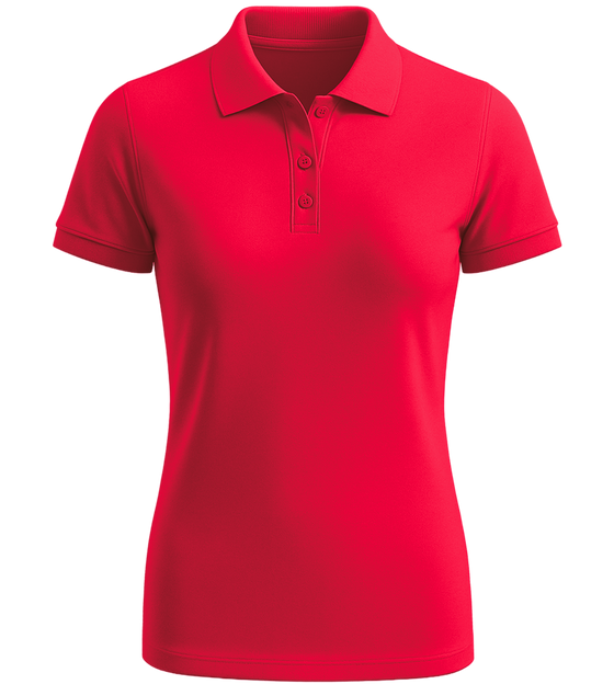 Premium women's polycotton polo shirt_RED_front