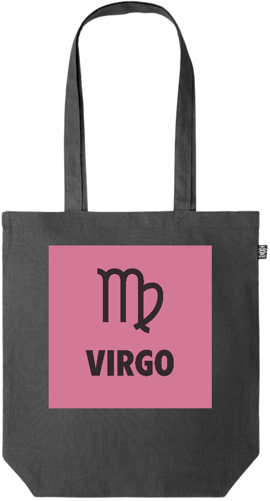 Zodiac Virgo Design - Premium colored organic hemp tote bag_BLACK_front