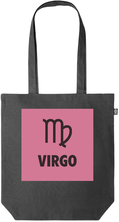 Zodiac Virgo Design - Premium colored organic hemp tote bag_BLACK_front