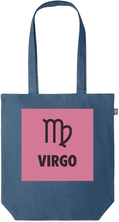 Zodiac Virgo Design - Premium colored organic hemp tote bag_BLUE_front