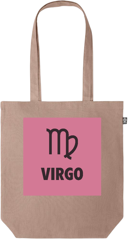 Zodiac Virgo Design - Premium colored organic hemp tote bag_BROWN_front