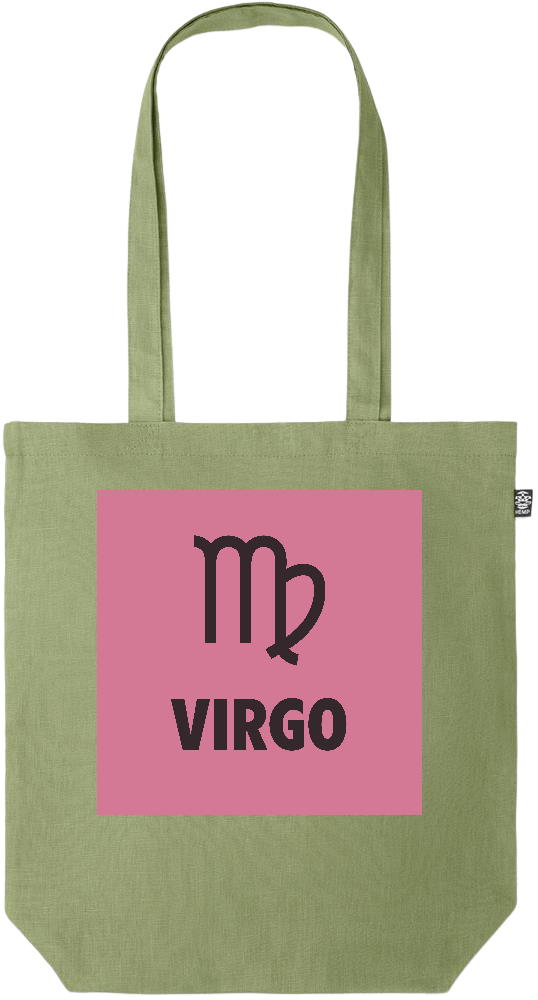 Zodiac Virgo Design - Premium colored organic hemp tote bag_GREEN_front