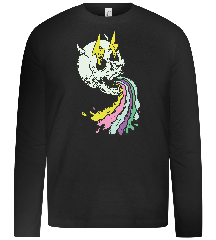 Rainbow Skull Thunders Design - Premium kids long sleeve t-shirt_DEEP BLACK_front