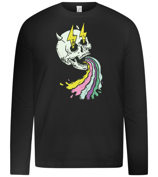 Rainbow Skull Thunders Design - Premium kids long sleeve t-shirt_DEEP BLACK_front