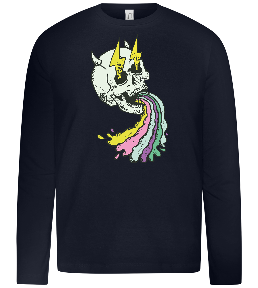 Rainbow Skull Thunders Design - Premium kids long sleeve t-shirt_FRENCH NAVY_front