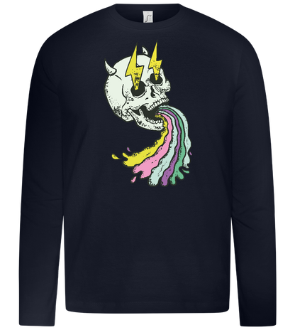 Rainbow Skull Thunders Design - Premium kids long sleeve t-shirt_FRENCH NAVY_front