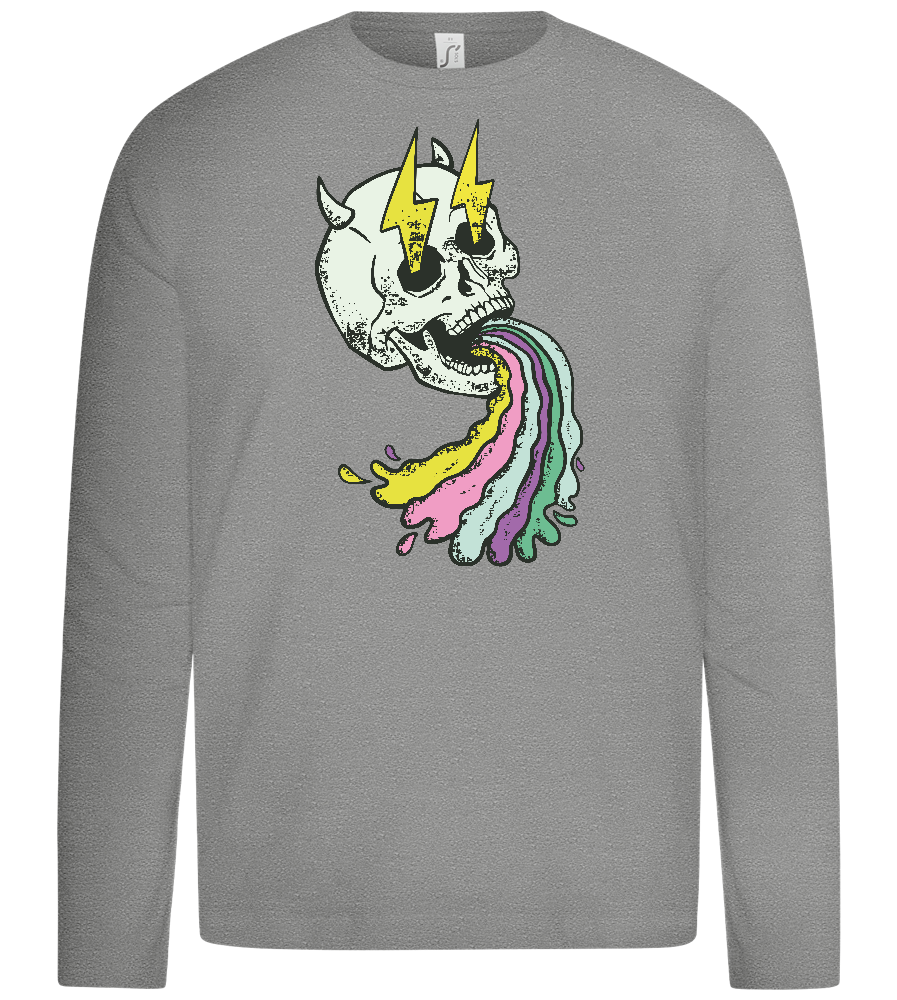 Rainbow Skull Thunders Design - Premium kids long sleeve t-shirt_ORION GREY_front