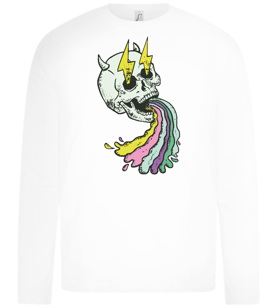 Rainbow Skull Thunders Design - Premium kids long sleeve t-shirt_WHITE_front