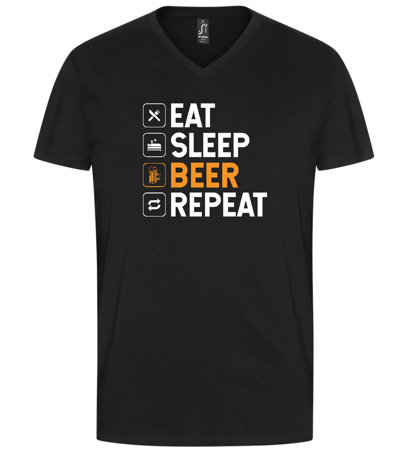 Beer Repeat Design - Premium men's v-neck t-shirt_DEEP BLACK_front