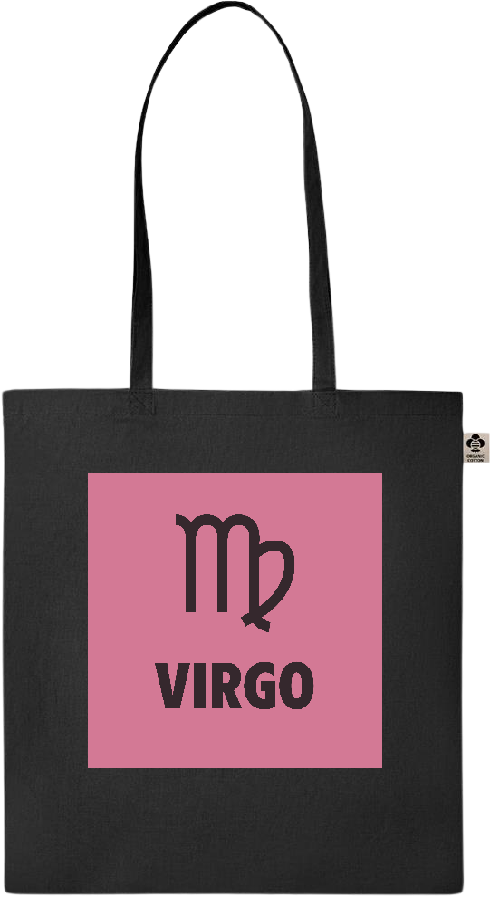 Zodiac Virgo Design - Essential colored organic cotton tote bag_BLACK_front