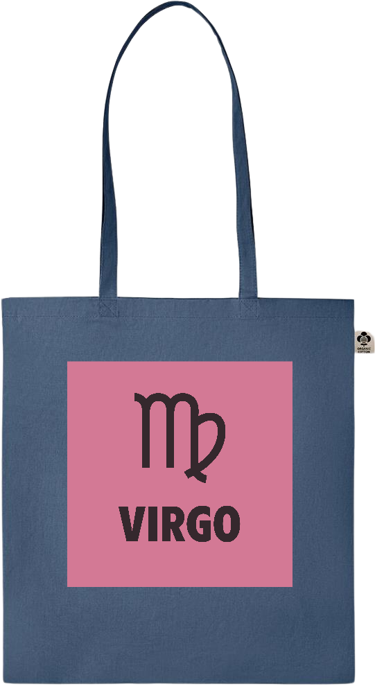 Zodiac Virgo Design - Essential colored organic cotton tote bag_BLUE_front