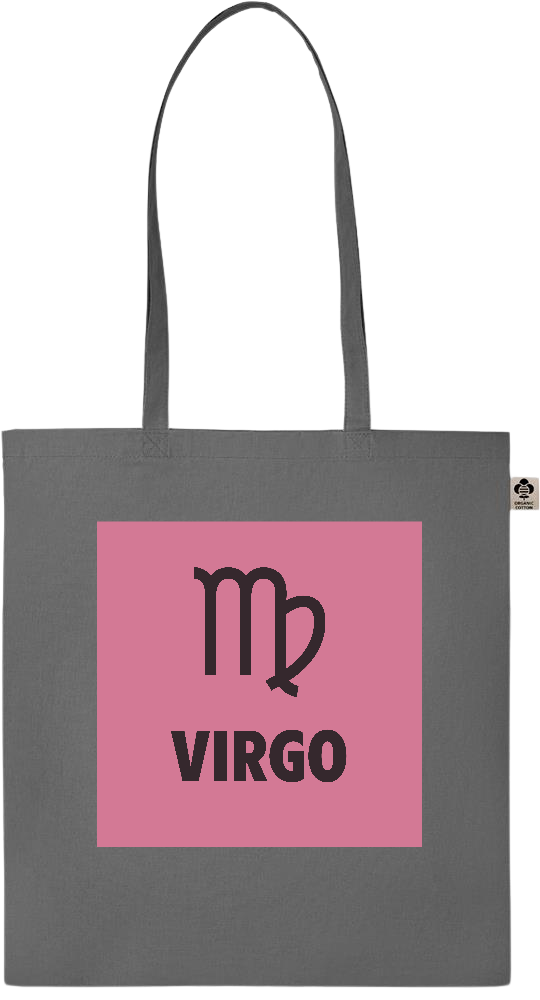 Zodiac Virgo Design - Essential colored organic cotton tote bag_STONE GREY_front