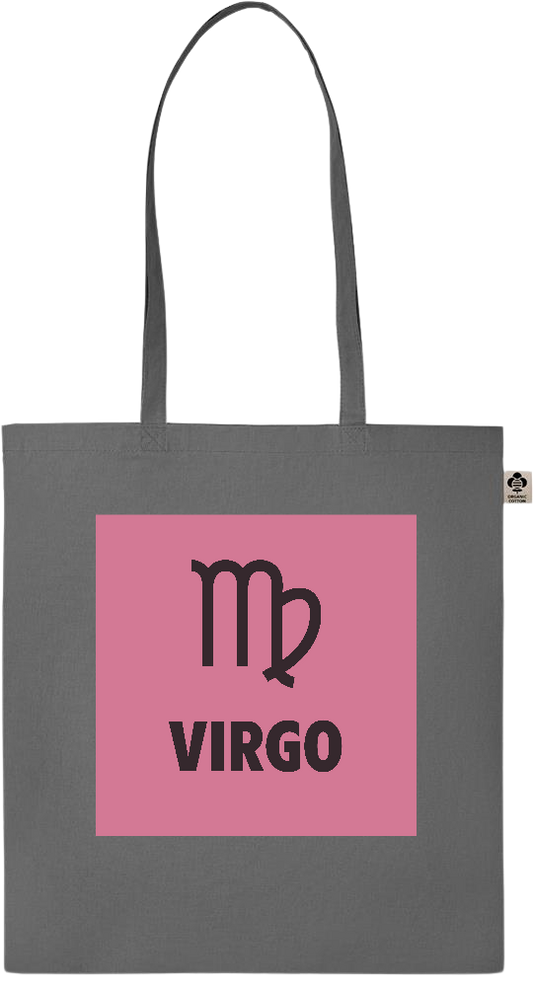 Zodiac Virgo Design - Essential colored organic cotton tote bag_STONE GREY_front