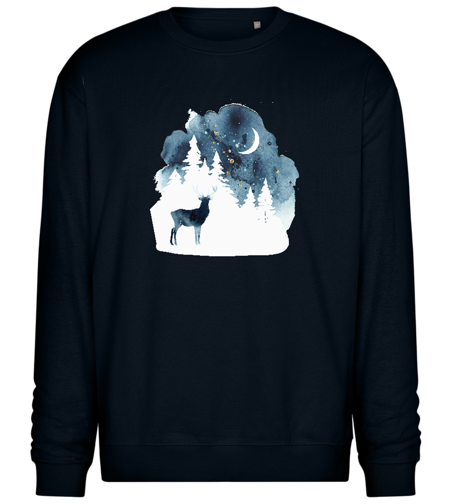 Watercolor Christmas Night Design - Comfort Essential Unisex Sweater_BLACK_front