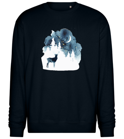 Watercolor Christmas Night Design - Comfort Essential Unisex Sweater_BLACK_front