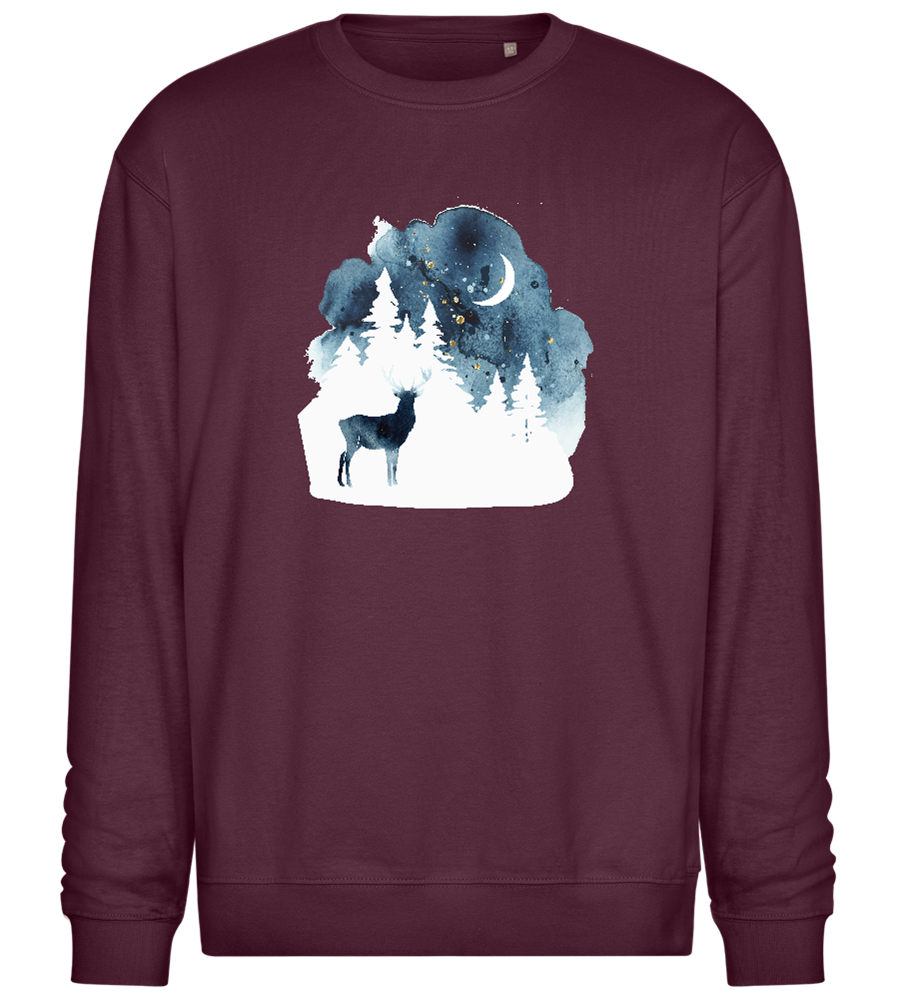 Watercolor Christmas Night Design - Comfort Essential Unisex Sweater_BORDEAUX_front