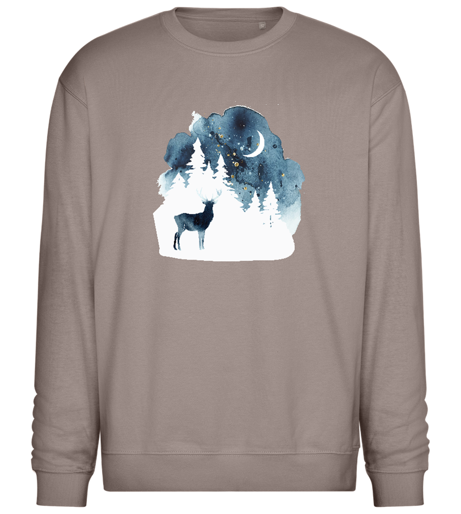 Watercolor Christmas Night Design - Comfort Essential Unisex Sweater_CHARCOAL CHIN_front