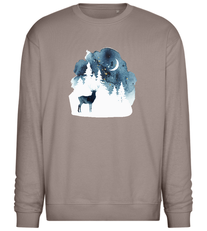 Watercolor Christmas Night Design - Comfort Essential Unisex Sweater_CHARCOAL CHIN_front