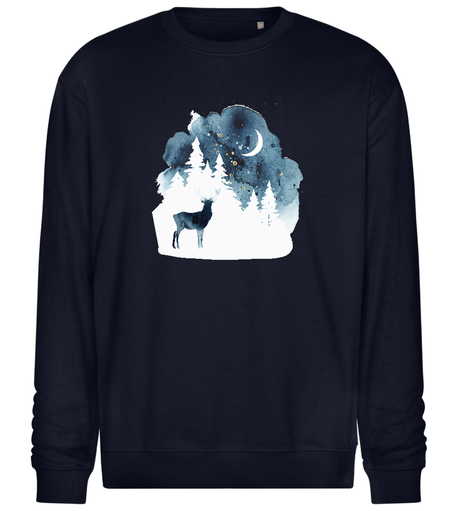 Watercolor Christmas Night Design - Comfort Essential Unisex Sweater_FRENCH NAVY_front