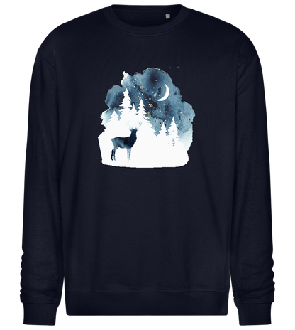 Watercolor Christmas Night Design - Comfort Essential Unisex Sweater_FRENCH NAVY_front