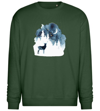 Watercolor Christmas Night Design - Comfort Essential Unisex Sweater_GREEN BOTTLE_front