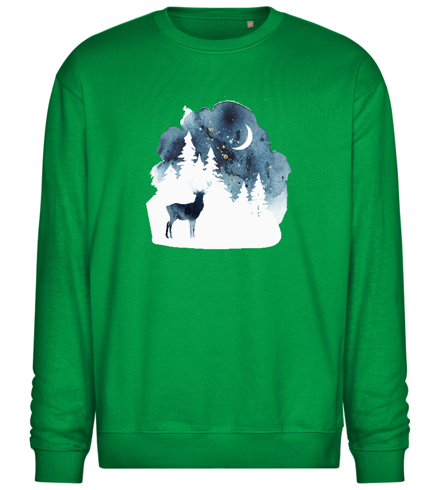 Watercolor Christmas Night Design - Comfort Essential Unisex Sweater_MEADOW GREEN_front