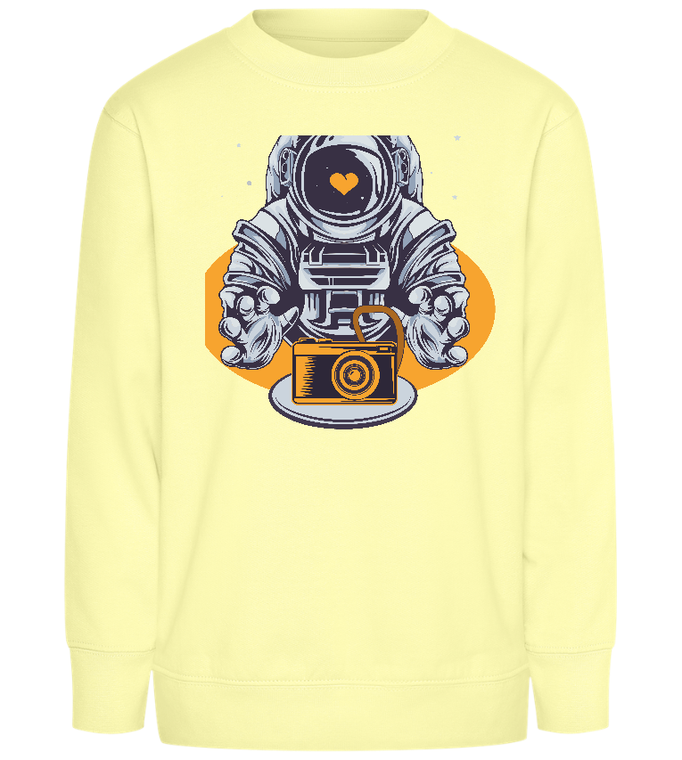 Spaceman Camera Design - Comfort Kids Sweater_AMARELO CLARO_front