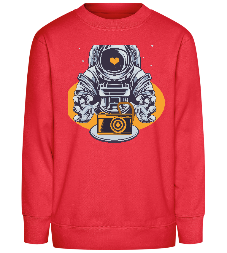 Spaceman Camera Design - Comfort Kids Sweater_BRIGHT RED_front