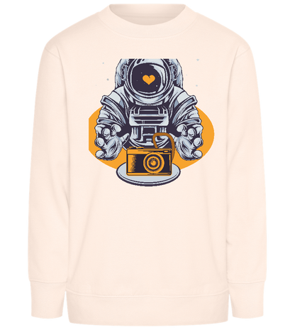 Spaceman Camera Design - Comfort Kids Sweater_LIGHT PEACH ROSE_front