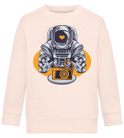 Spaceman Camera Design - Comfort Kids Sweater_LIGHT PEACH ROSE_front