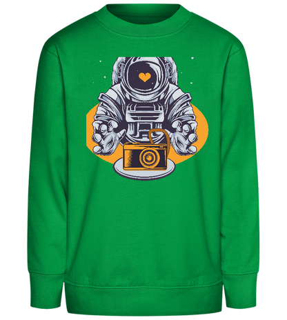 Spaceman Camera Design - Comfort Kids Sweater_MEADOW GREEN_front