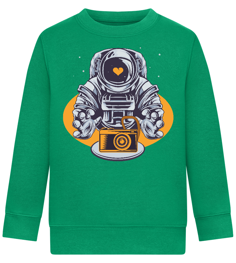 Spaceman Camera Design - Comfort Kids Sweater_MEADOW GREEN_front