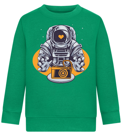 Spaceman Camera Design - Comfort Kids Sweater_MEADOW GREEN_front