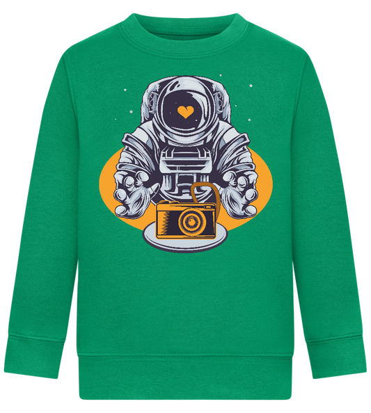 Spaceman Camera Design - Comfort Kids Sweater_MEADOW GREEN_front